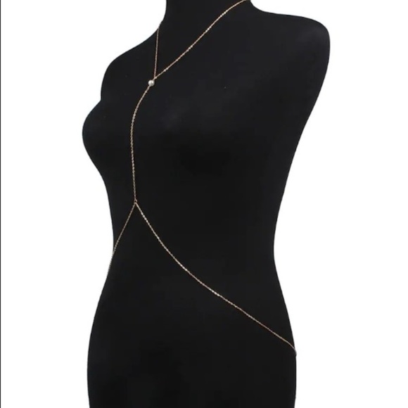 Faux Pearl Body Chain Gold Necklace NWT - Picture 6 of 8